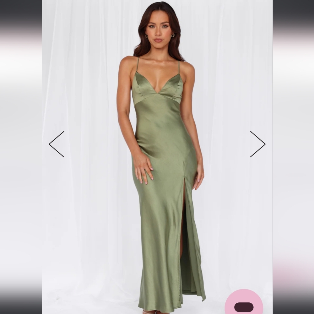 HELLO MOLLY THE SOPHIA SATIN MAXI DRESS OLIVE 6